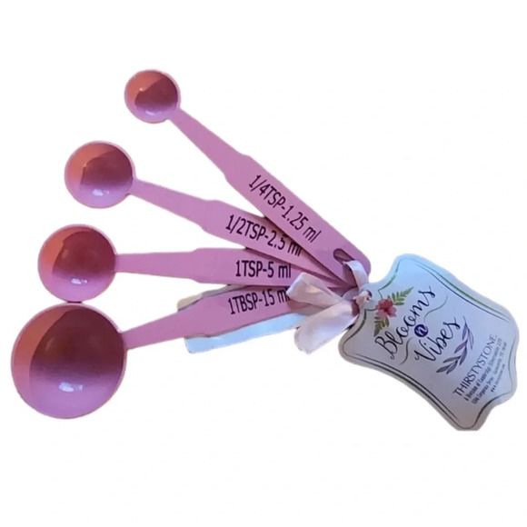NWT 4pc Pink Stainless Steel Measuring Spoons - Picture 1 of 4